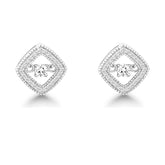 Sterling Silver Micro Pave with Center Dancing/Shimmering CZ Square Earrings